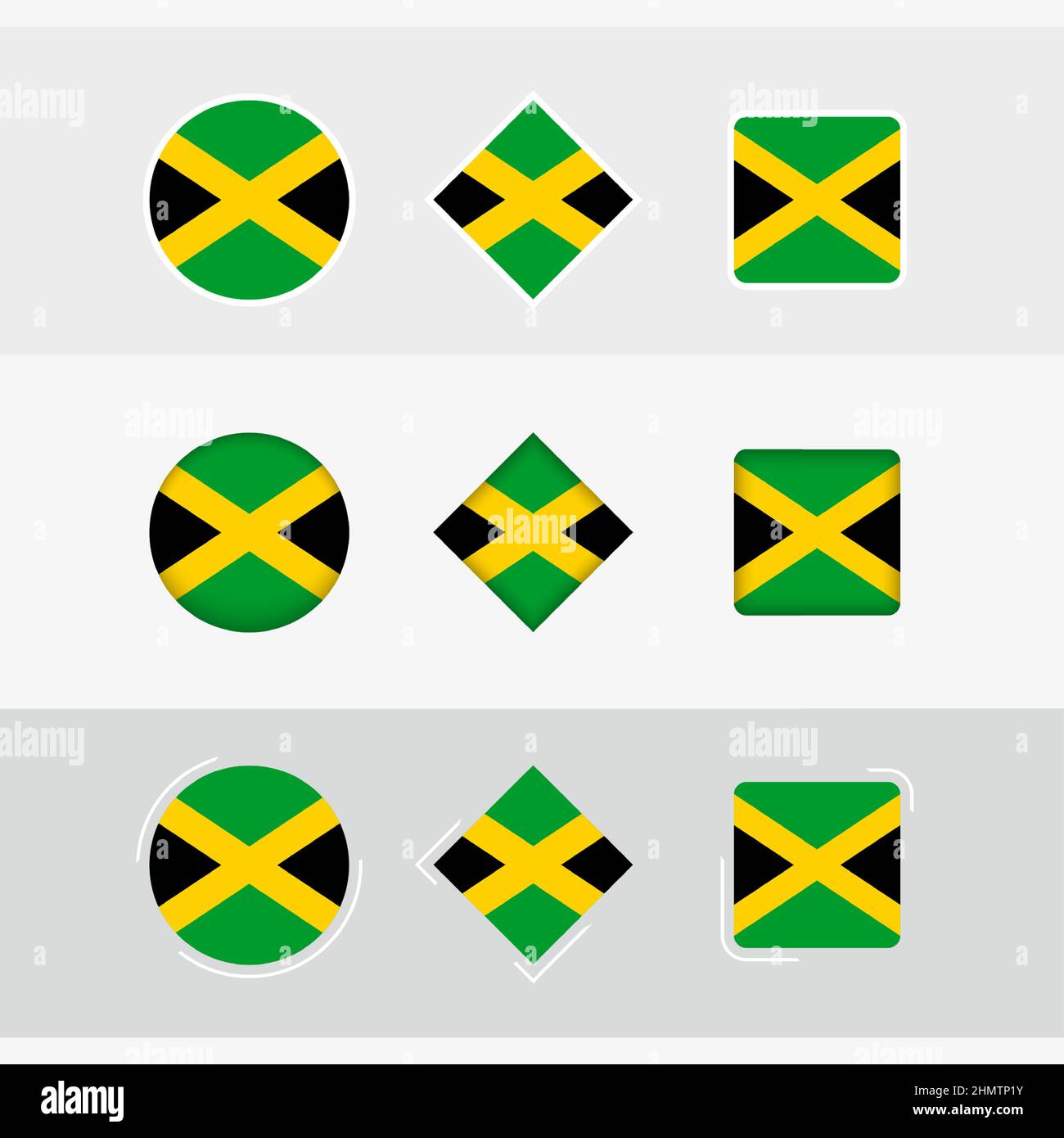 Jamaica flag icons set, vector flag of Jamaica. Three versions of icon