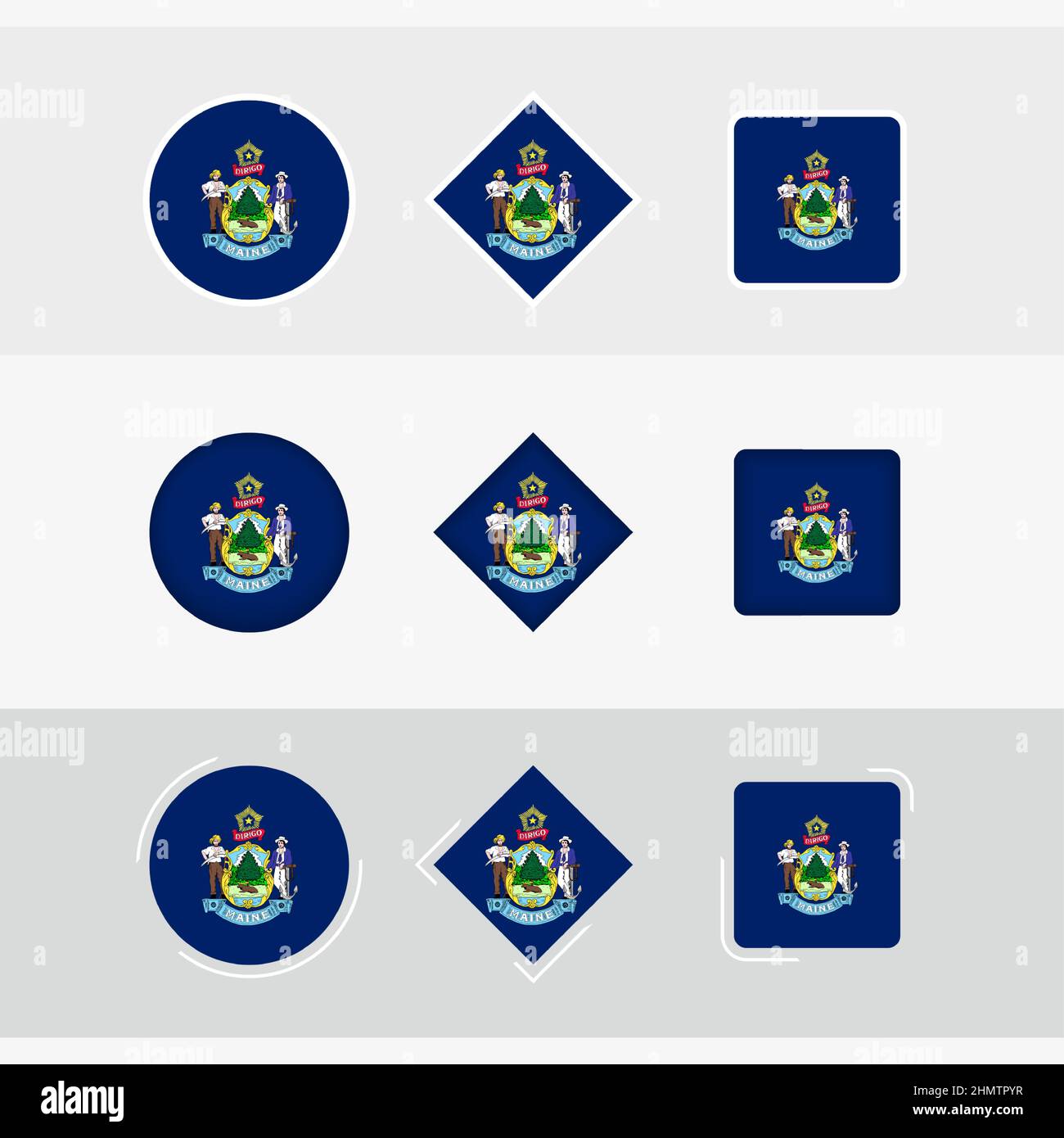 Maine flag icons set, vector flag of Maine. Three versions of icon ...