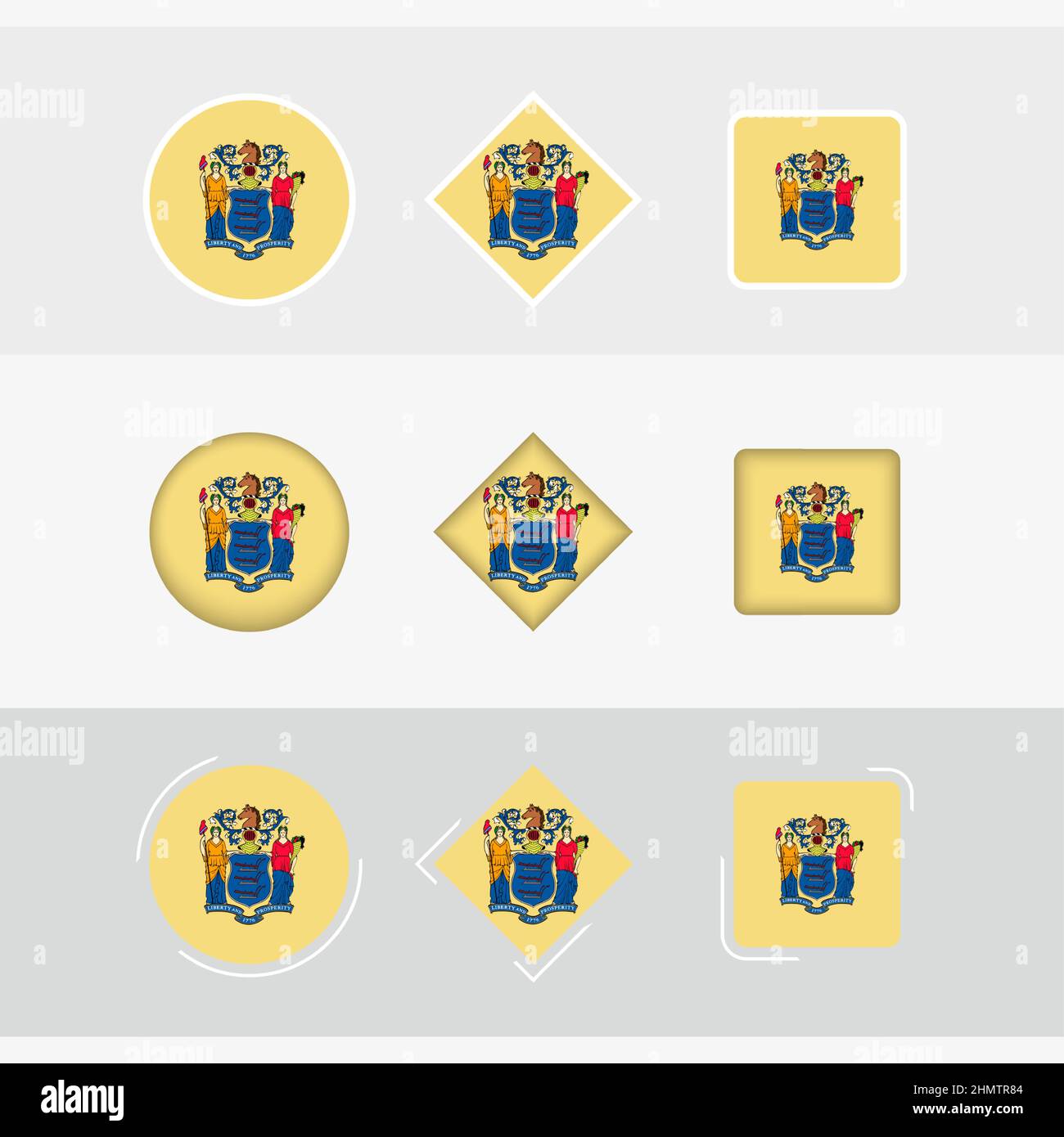 New Jersey flag icons set, vector flag of New Jersey. Three versions of ...
