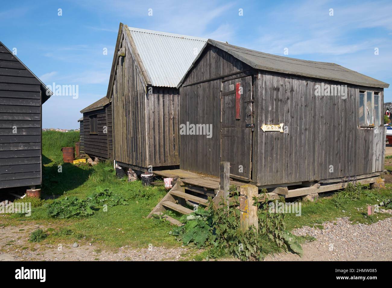 Fishermen's huts, Southwold harbour, Suffolk, England. Stock Photo