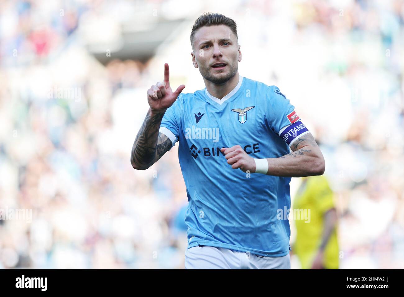 Ciro Immobile of Lazio celebrates after scoring 1 0 goal by