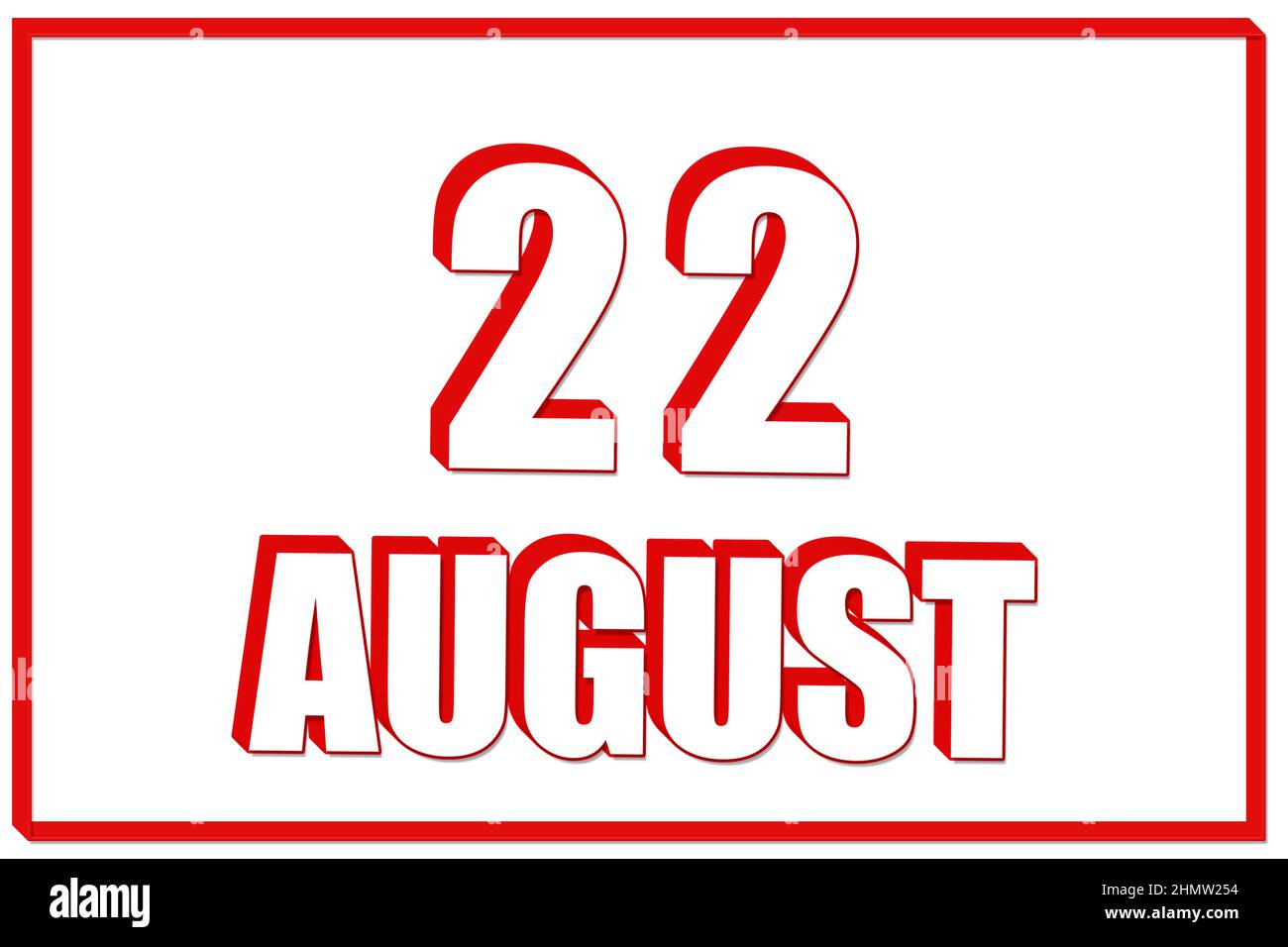 22nd Day Of August 3d Calendar With The Date Of 22 August On White 22nd Day Of August 3d Calendar With The Date Of 22 August On White