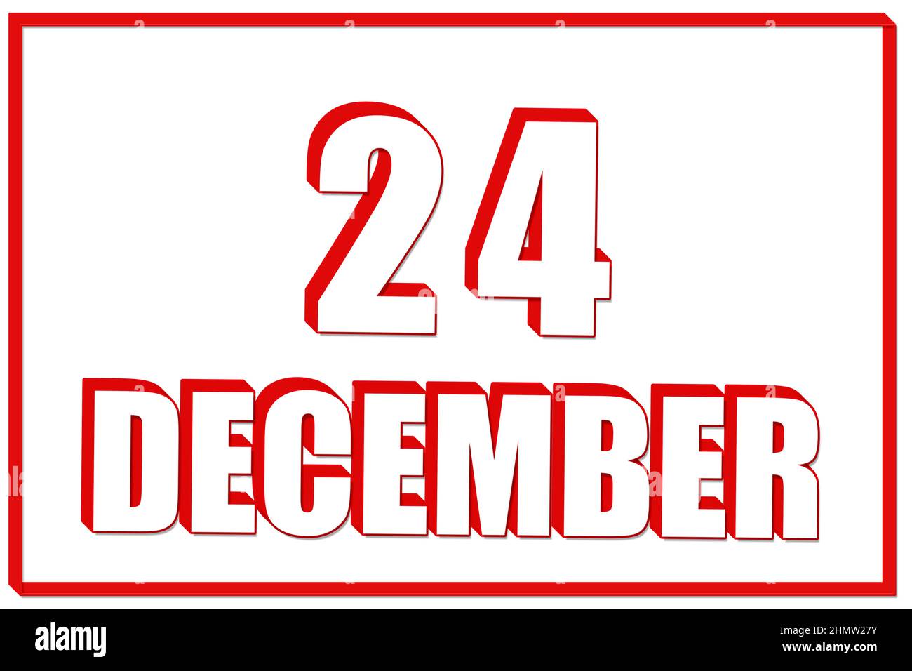 24th day of December. 3d calendar with the date of 24 December on white ...