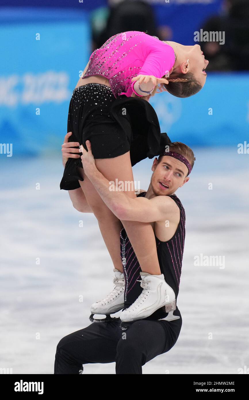 Beijing, China. 12th Feb, 2022. Natalie Taschlerova and Filip Taschler of Czech Republic, perform during the Figure Skating Ice Dance Rhythm competition in the Capital Indoor Stadium at the Beijing 2022 Winter Olympics on Saturday, February 1, 2022. Photo by Richard Ellis/UPI Credit: UPI/Alamy Live News Stock Photo
