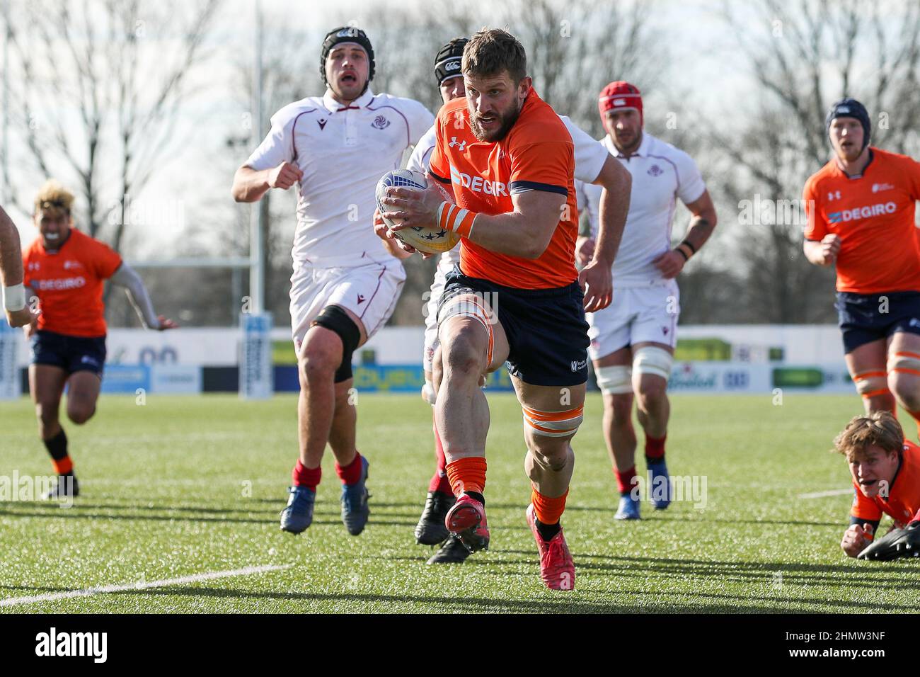 Amsterdam, Netherlands. 12th Feb, 2022. AMSTERDAM, NETHERLANDS - FEBRUARY 12: Dirk Danen of The Netherlands during the Rugby Europe Championship match between The Netherlands and Georgia at Nationaal Rugby Centrum Amsterdam on February 12, 2022 in Amsterdam, Netherlands (Photo by Hans van der Valk/Orange Pictures) Credit: Orange Pics BV/Alamy Live News Stock Photo