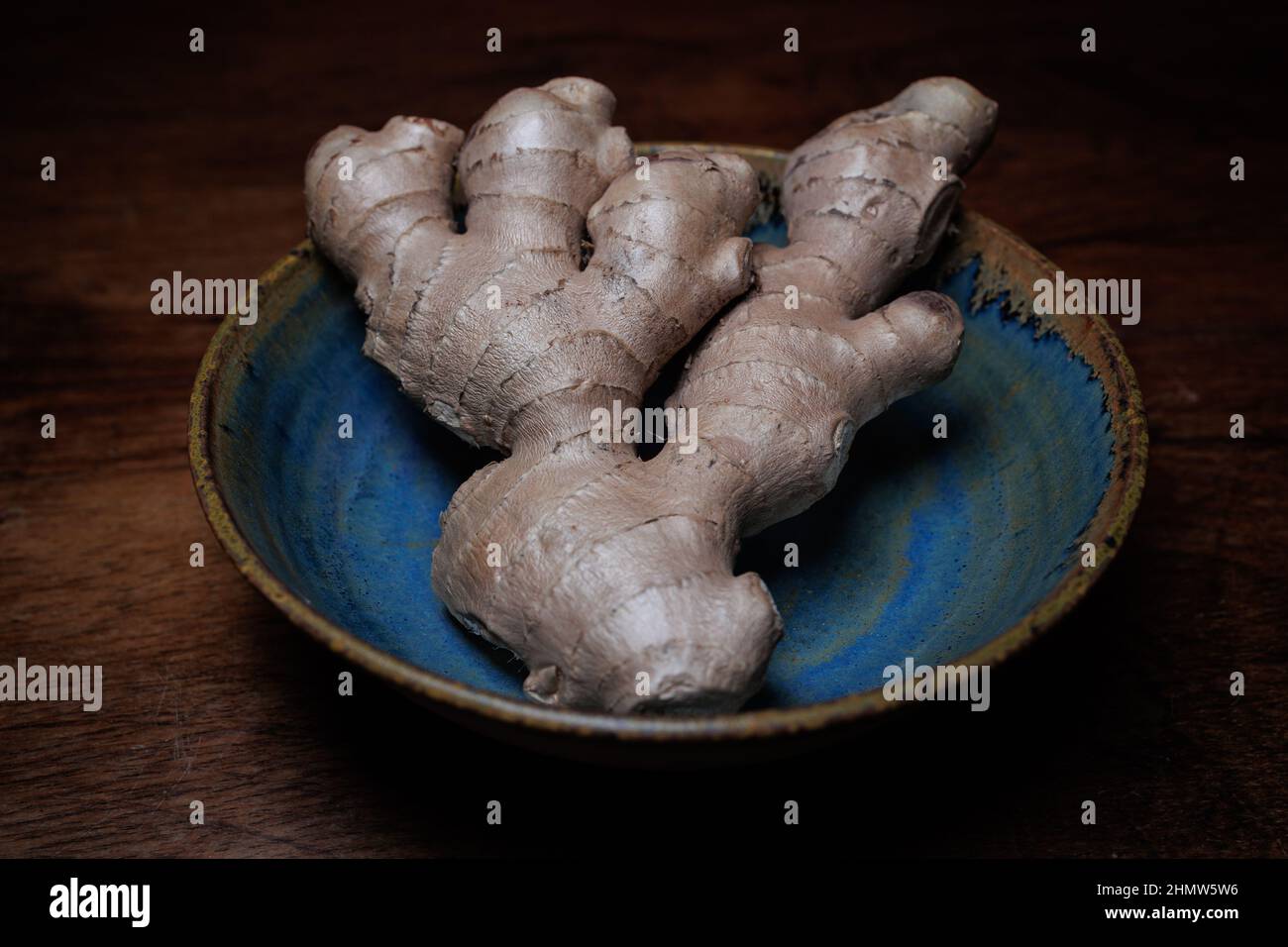 Ginger radix closeup on dark backround Stock Photo