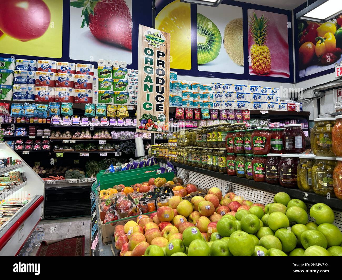 More and more grocery stores and markets are carrying organic foods as moore and more shoppers have health concerns about the quaslity of food production. Stock Photo