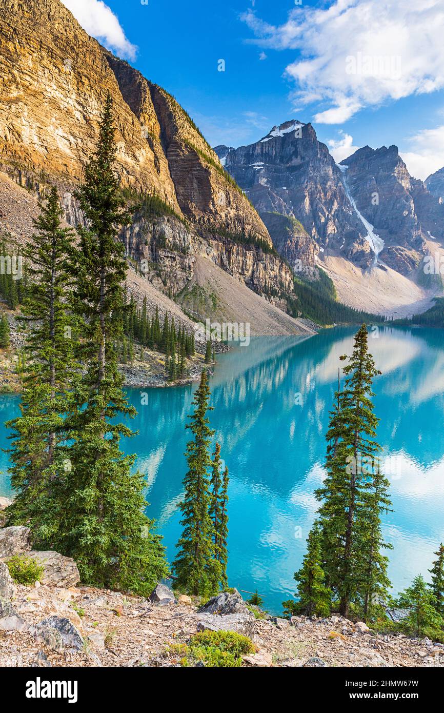moraine lake in summer Travel Alberta canada Stock Photo