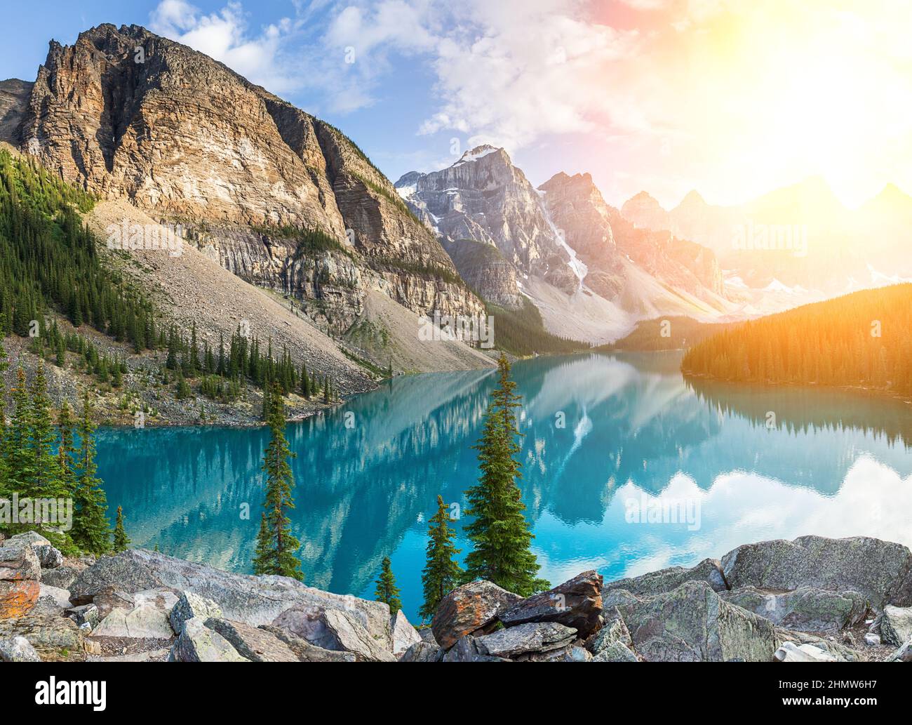 Moraine Lake in Banff National Park Stock Photo