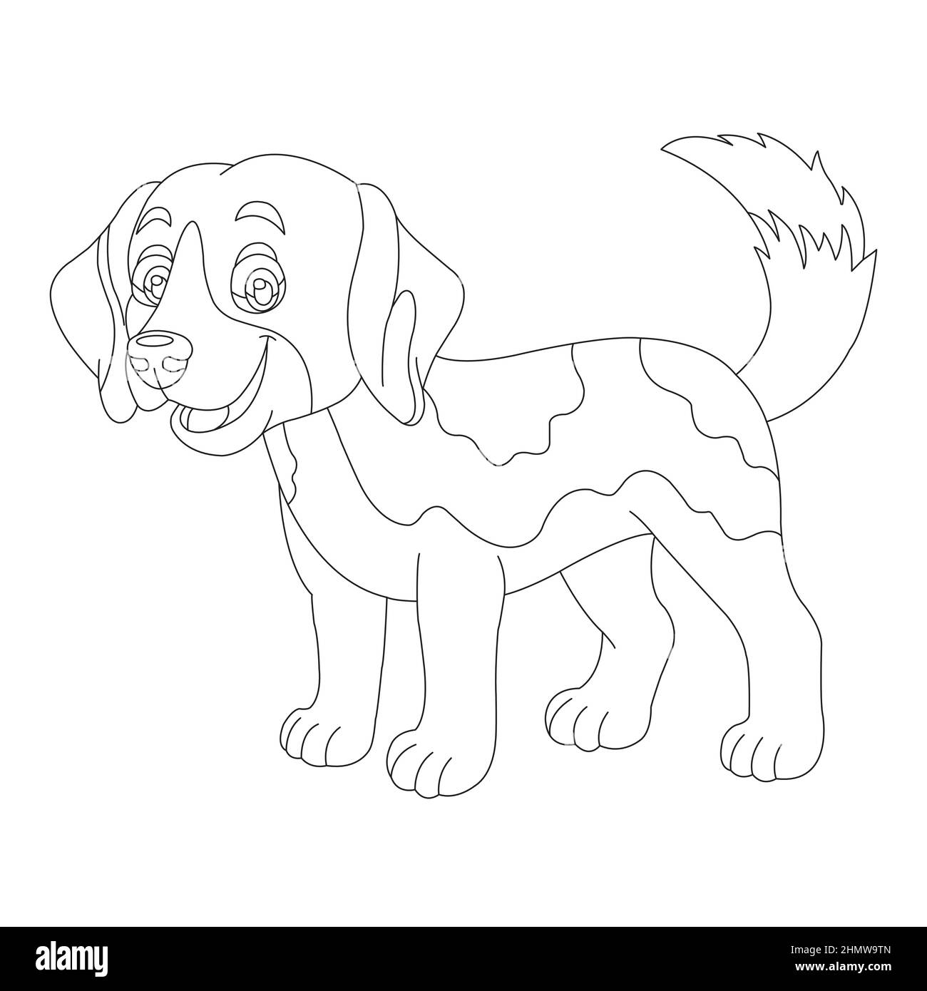 Cute puppy dog outline coloring page for kids animal coloring page cartoon vector illustration Stock Vector