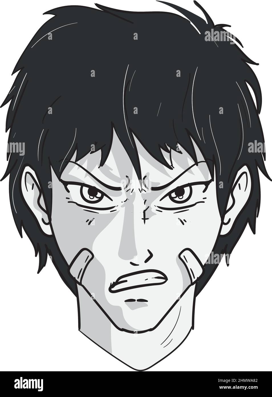 anime boy illustration with rage face Stock Vector Image & Art - Alamy