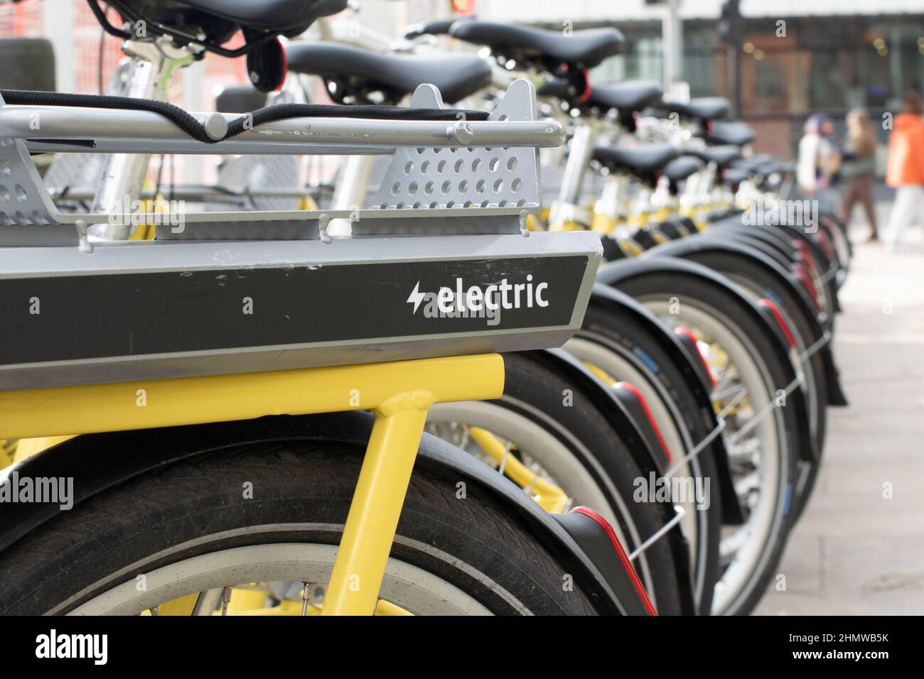 Electric bike from Manchester Bee Network self service cycle hire, Beryl from Transport for Greater Manchester TFGM Stock Photo