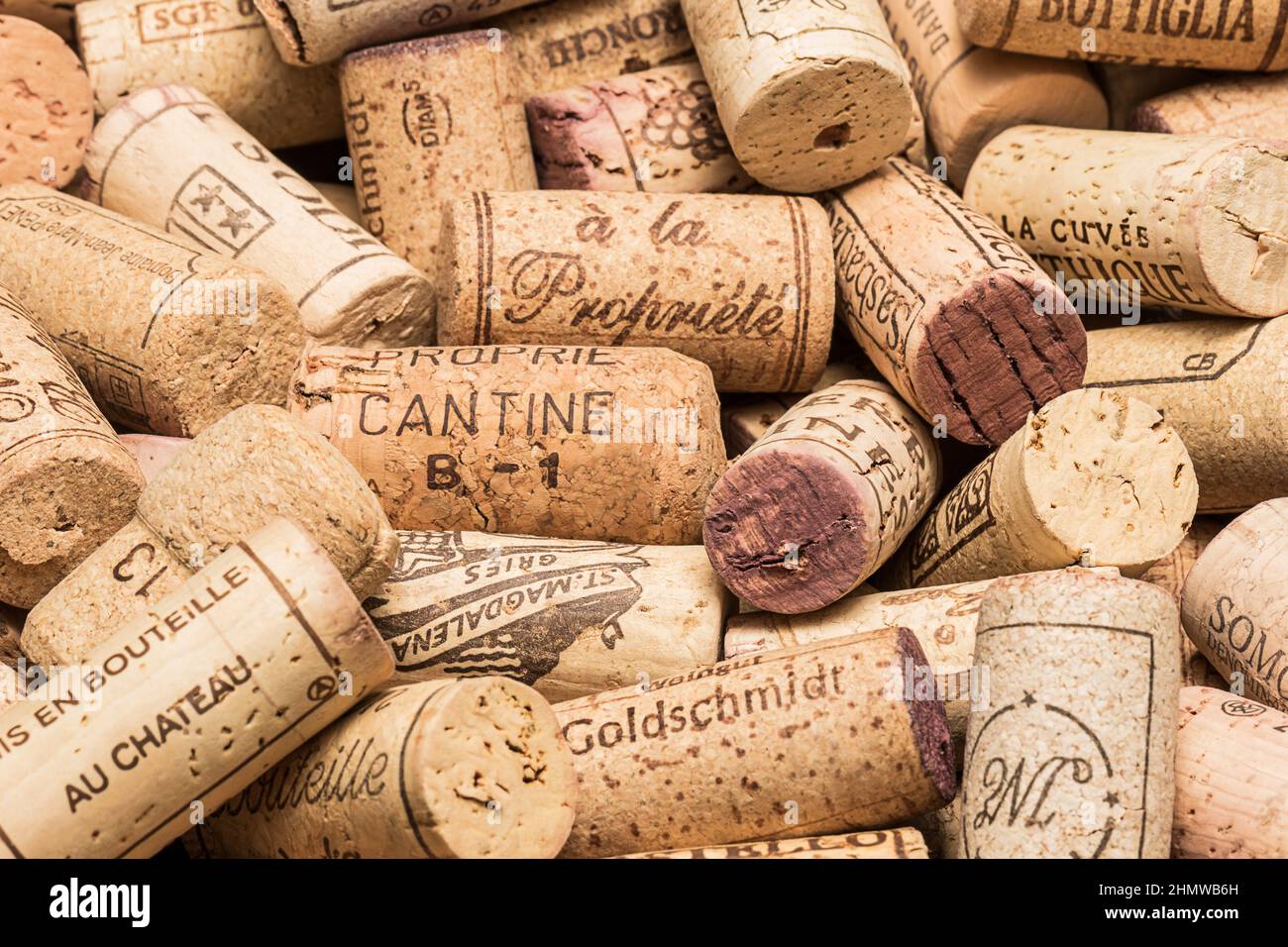 wine bottle wine corks Stock Photo