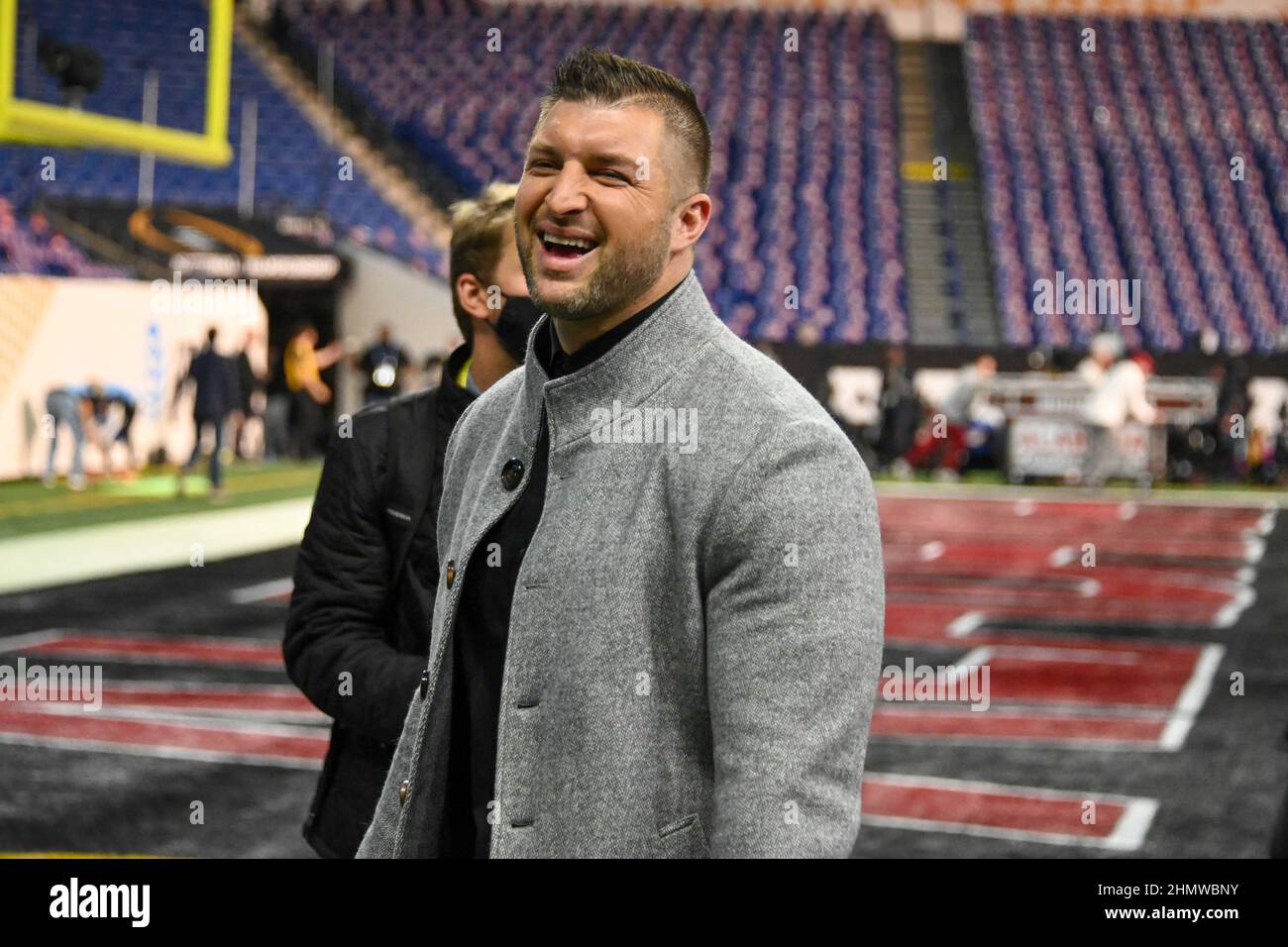 ESPN and SEC Network college football analyst Tim Tebow before the College Football National Championship game between the Georgia Bulldogs and Alabam Stock Photo