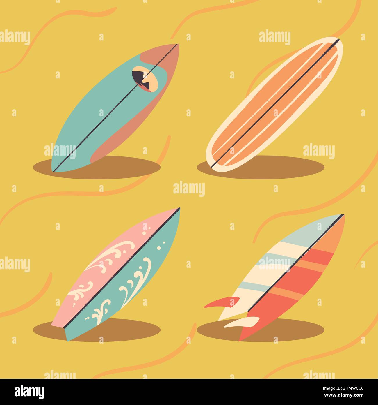 set of cute surfboard items Stock Vector Image & Art - Alamy