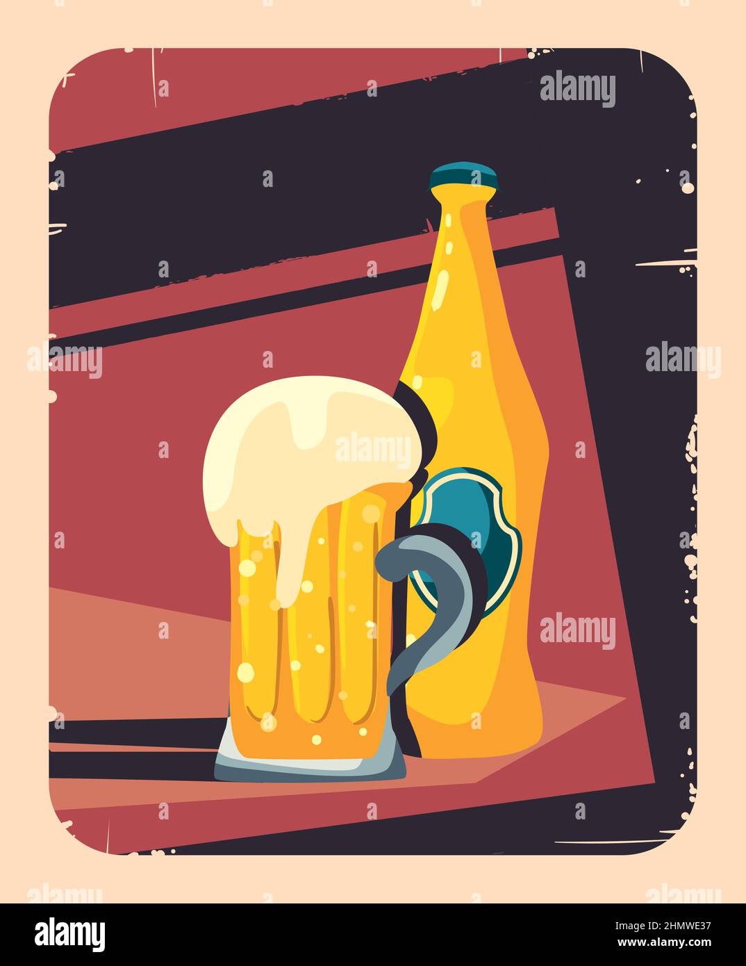 beer mugs poster with foam Stock Vector Image & Art - Alamy