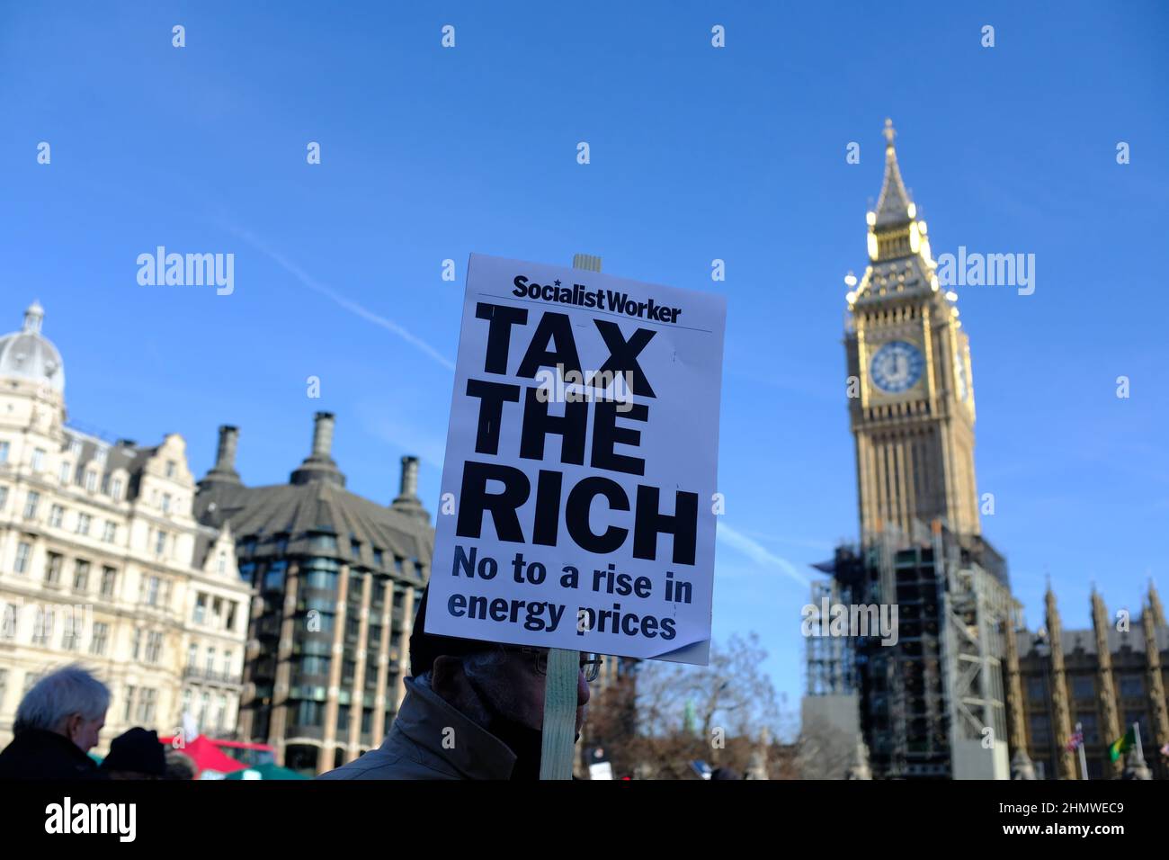 LONDON - 12TH FEBRUARY 2022: Peoples Assembly demonstration against the tory government and their handling of the cost of living crisis. Stock Photo
