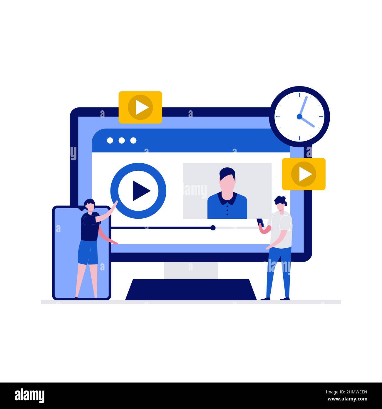 Live steaming, mobile phone and live video stream concept. People character streaming via smartphone. Modern vector illustration in flat style for lan Stock Vector
