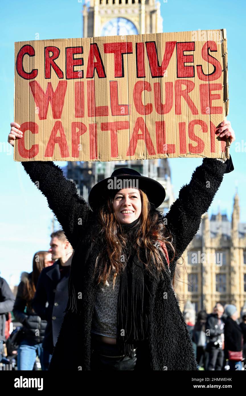 London, UK. 12th Feb, 2022. London, UK. People's Assembly Demonstration against the rise in the cost of living with soaring energy bills causing much concern and resentment against Boris Johnson and the Tory Government, Parliament Square, Westminster. Credit: michael melia/Alamy Live News Stock Photo