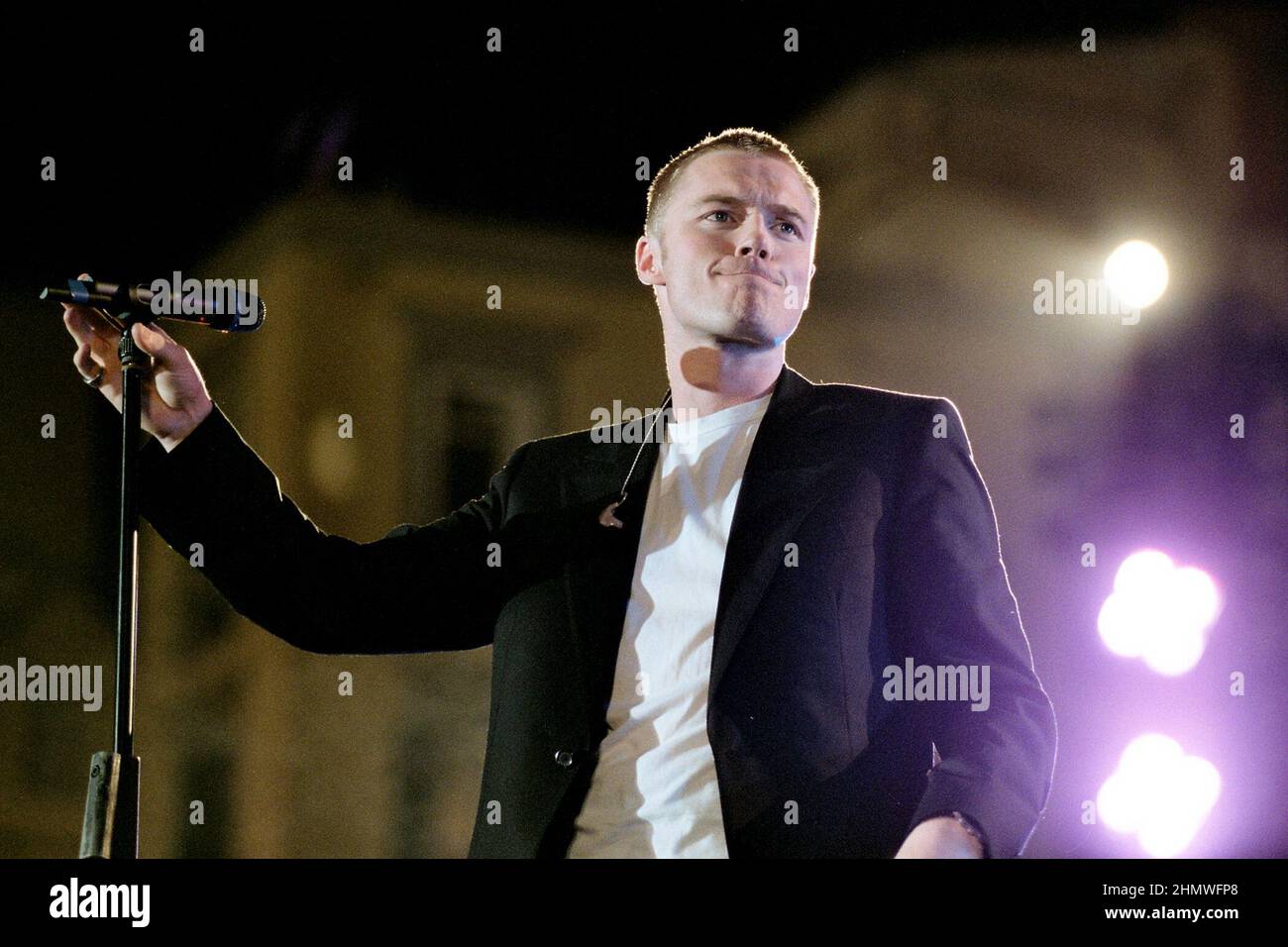 Napoli Italy 2002-05-28  : Ronan Keating in concert during the musical event 'Festivalbar 2002” Stock Photo