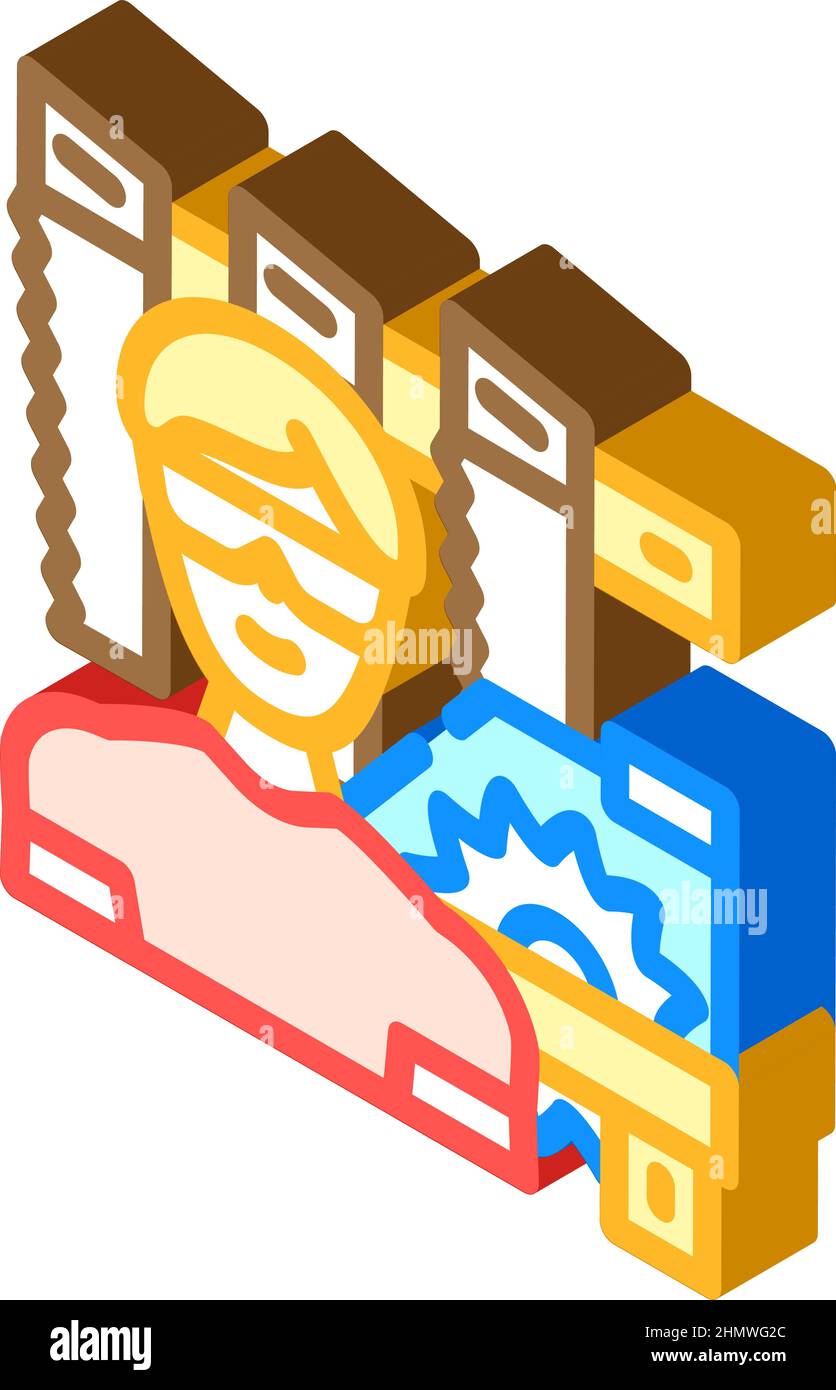 carpenter worker isometric icon vector illustration Stock Vector Image ...