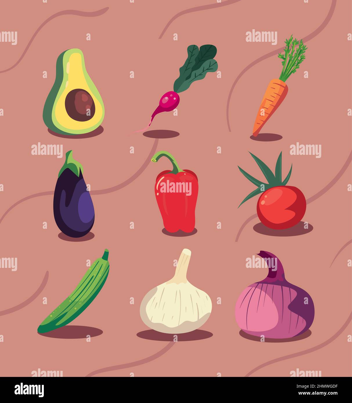set of nine vegetables icons Stock Vector Image & Art - Alamy