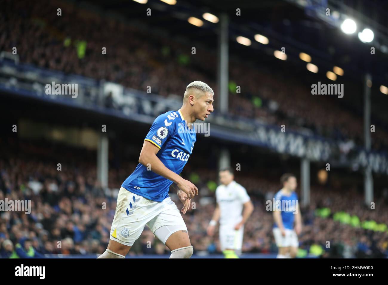 LIVERPOOL, UK. FEB 12TH Richarlison of Everton during the Premier League match between Everton and Leeds United at Goodison Park, Liverpool, on Saturday 12th February 2022. (Credit: Pat Scaasi | MI News) Credit: MI News & Sport /Alamy Live News Stock Photo