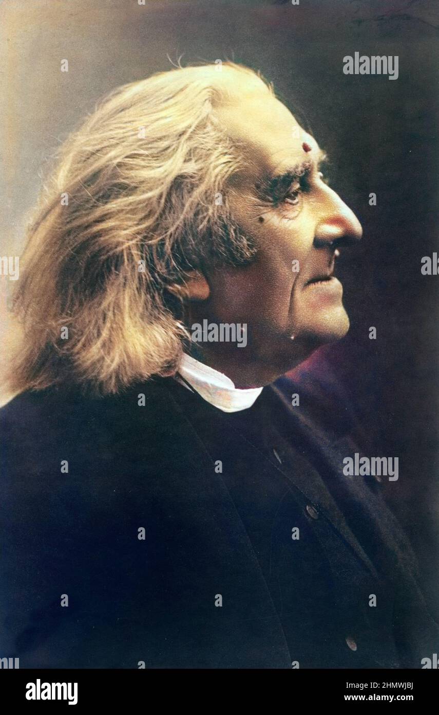 Portrait de Franz Liszt  - colorié ultérieurement Stock Photo