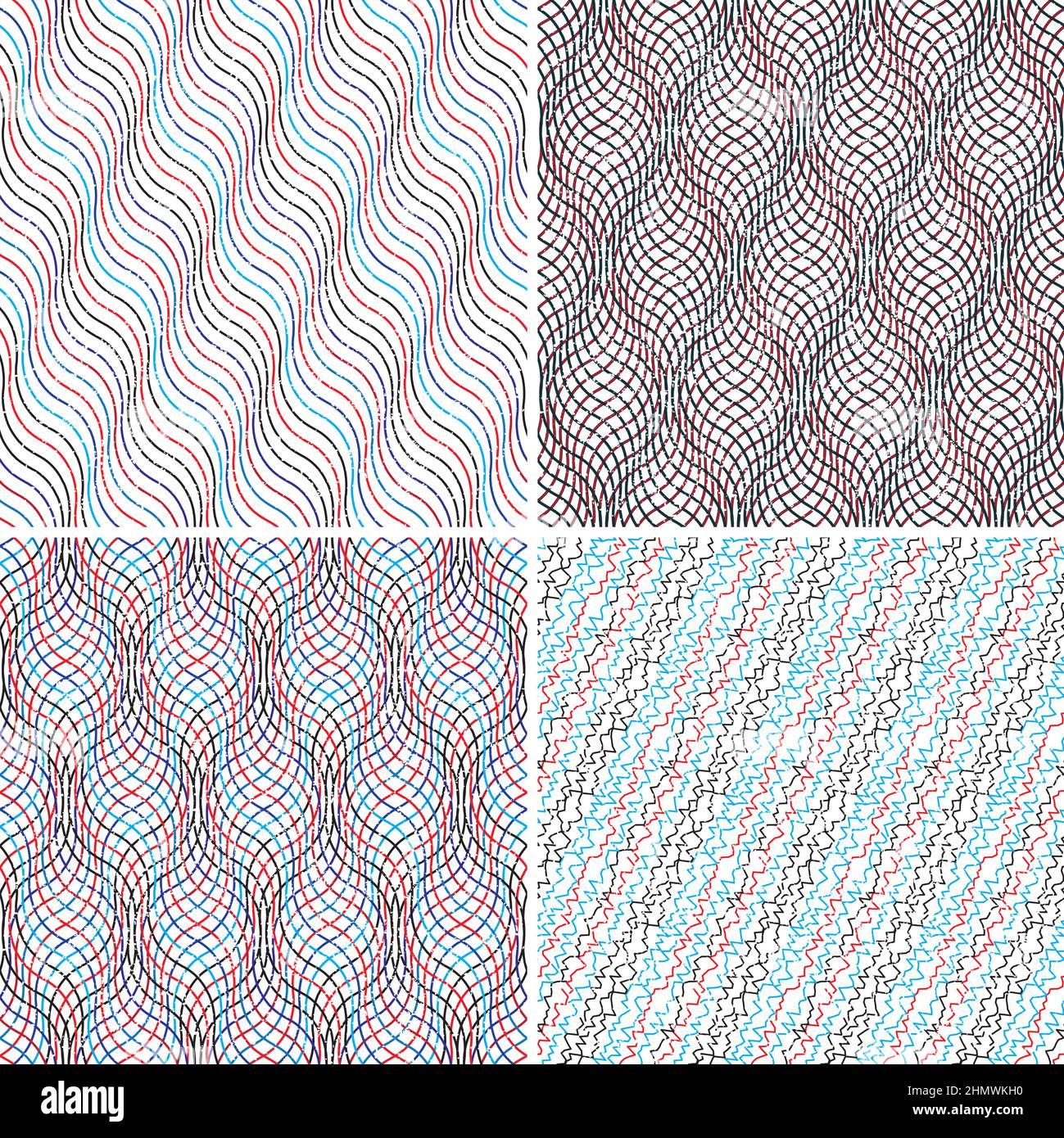 4 different vector patterns in the same package(eps). One pattern is paid and 3 are free (white dividing lines) Stock Vector