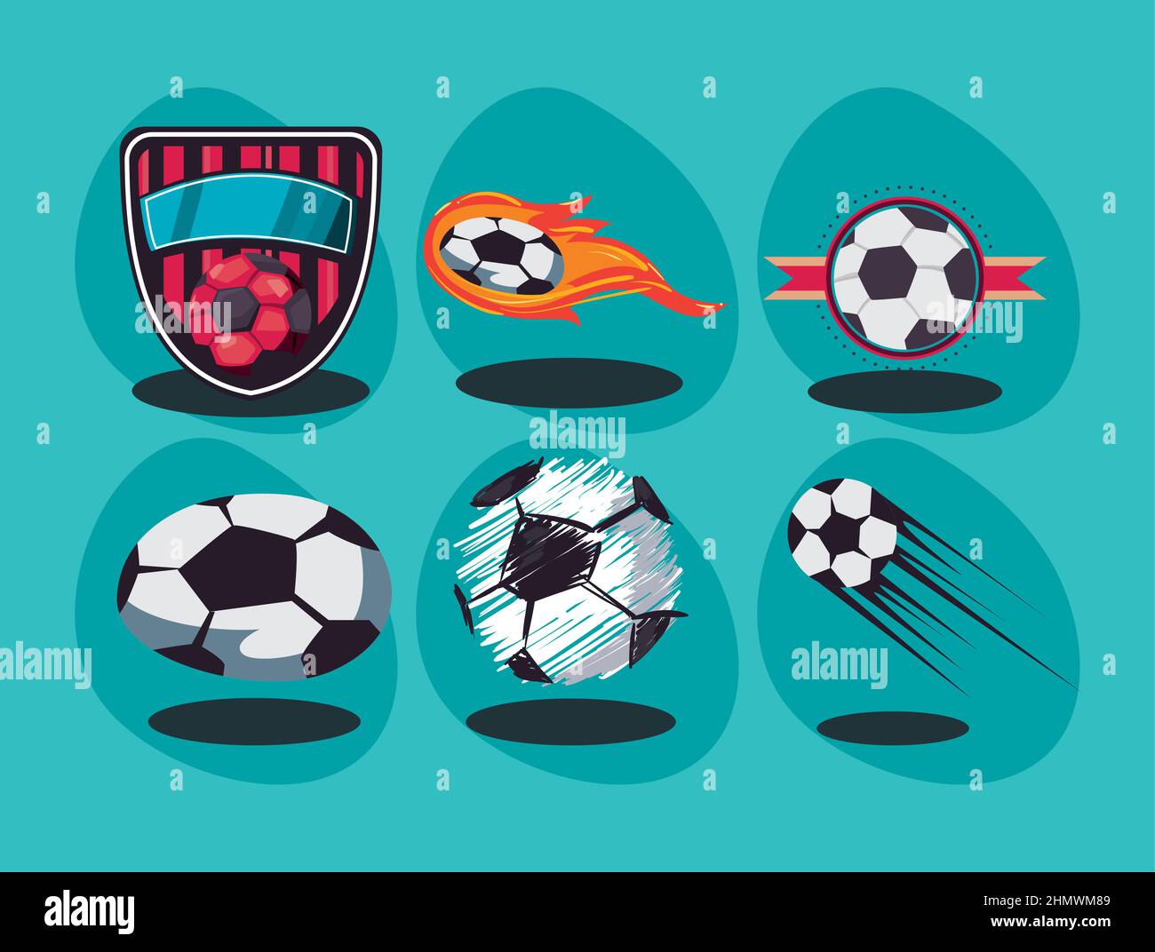set of six soccer items Stock Vector Image & Art Alamy