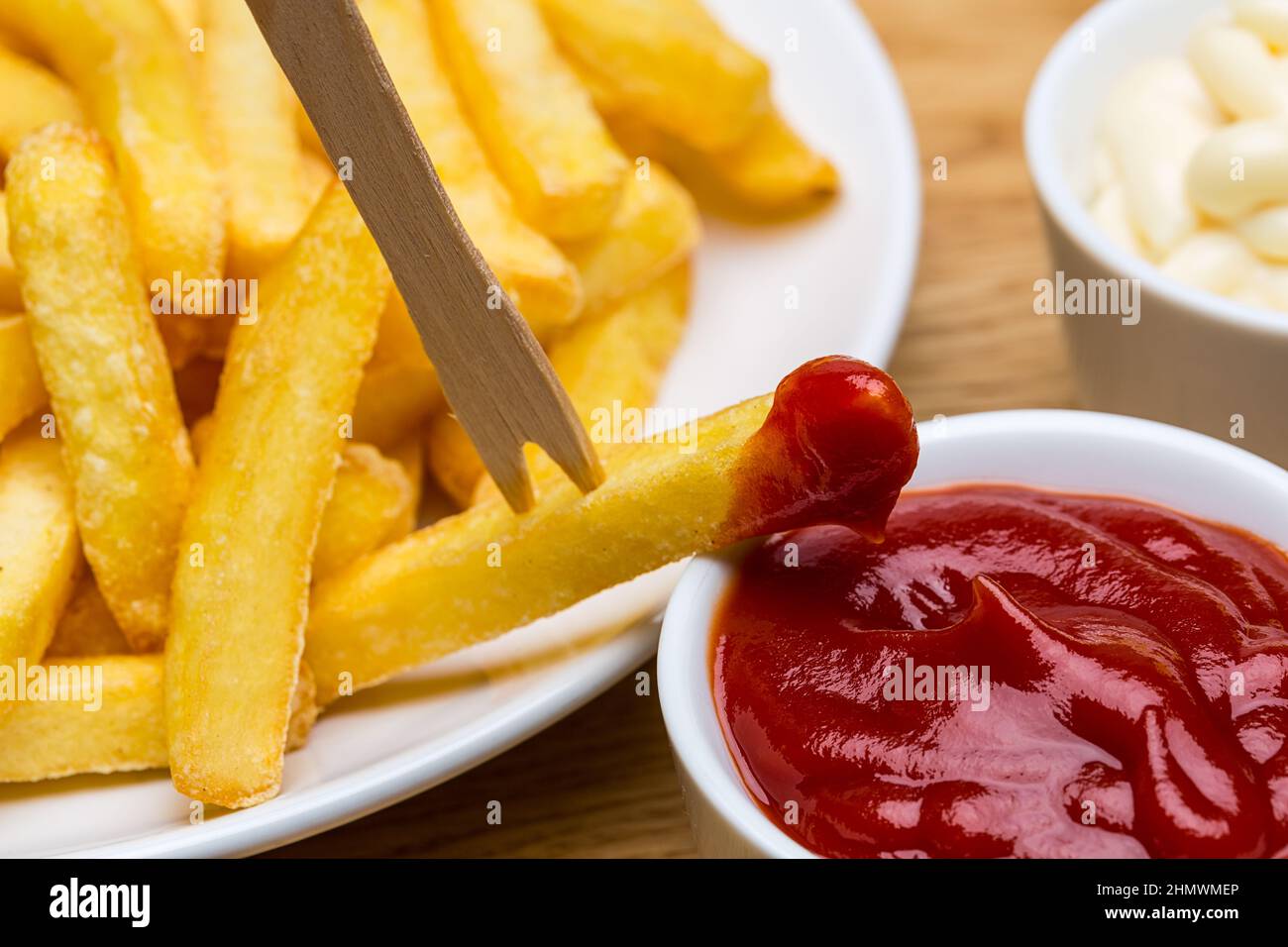 French fries with sauces Stock Photo Alamy