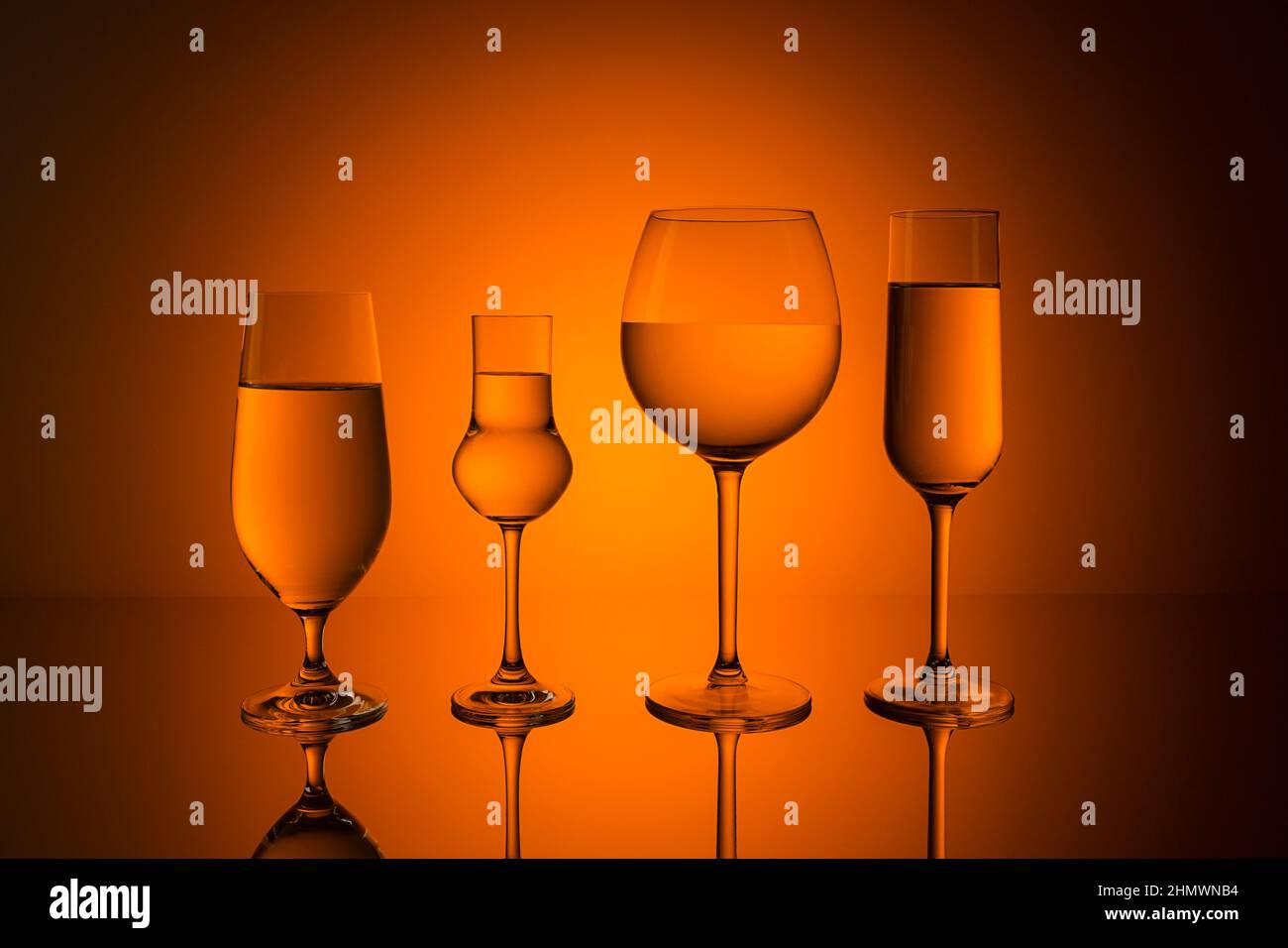 beer, grappa, wine, champagne glasses Stock Photo Alamy