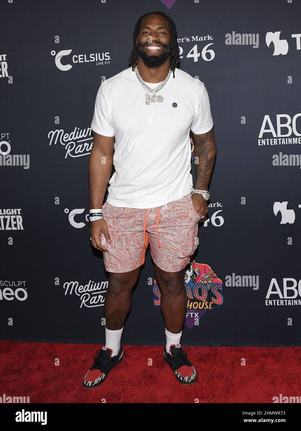 Los Angeles, USA. 11th Feb, 2022. Matthew Judon arrives at SHAQ'S Fun House presented by FTX