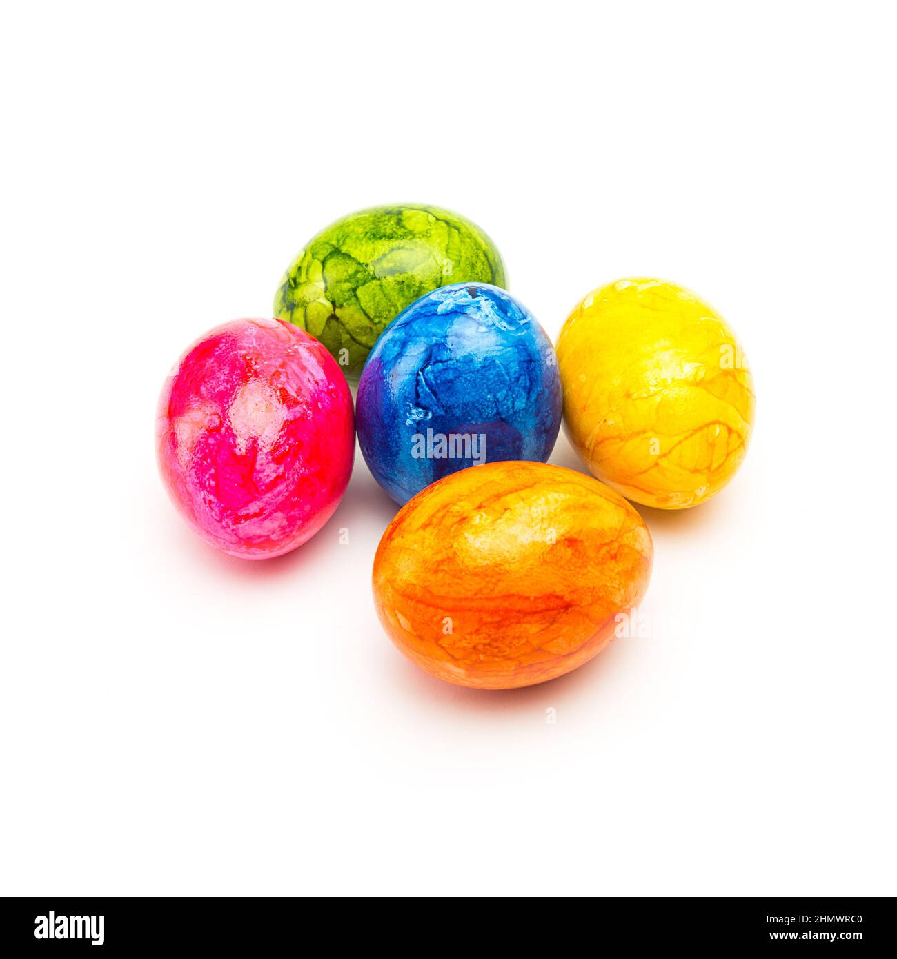 painted easter eggs on white Stock Photo