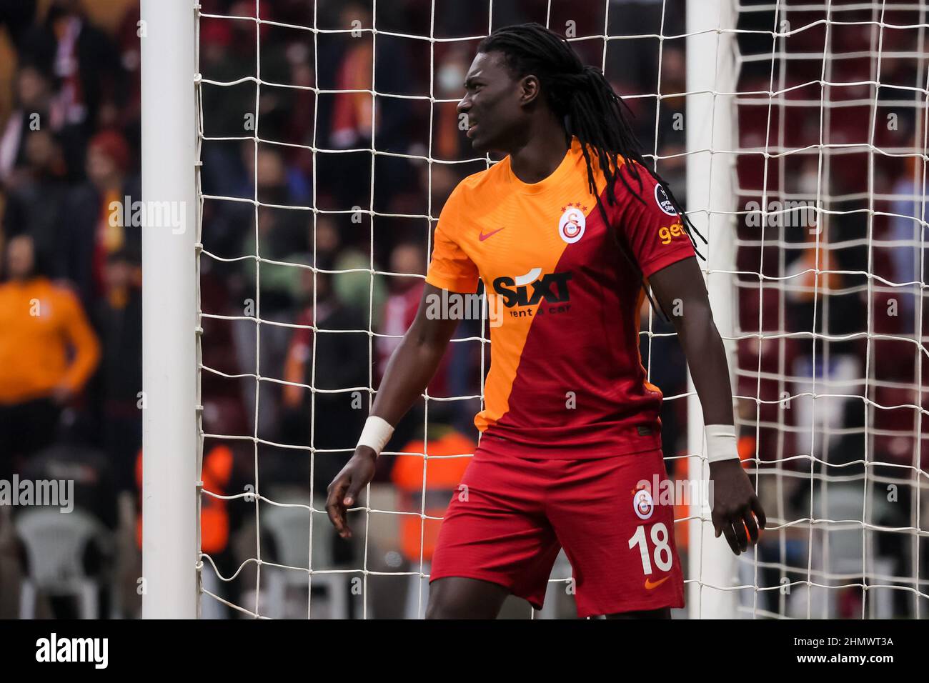 ISTANBUL, TURKEY - FEBRUARY 12: Bafetimbi Gomis of Galatasaray during the Turkish Super Lig match between Galatasaray and Kayserispor at the Nef Stadium on February 12, 2022 in Istanbul, Turkey (Photo by Orange Pictures) Stock Photo