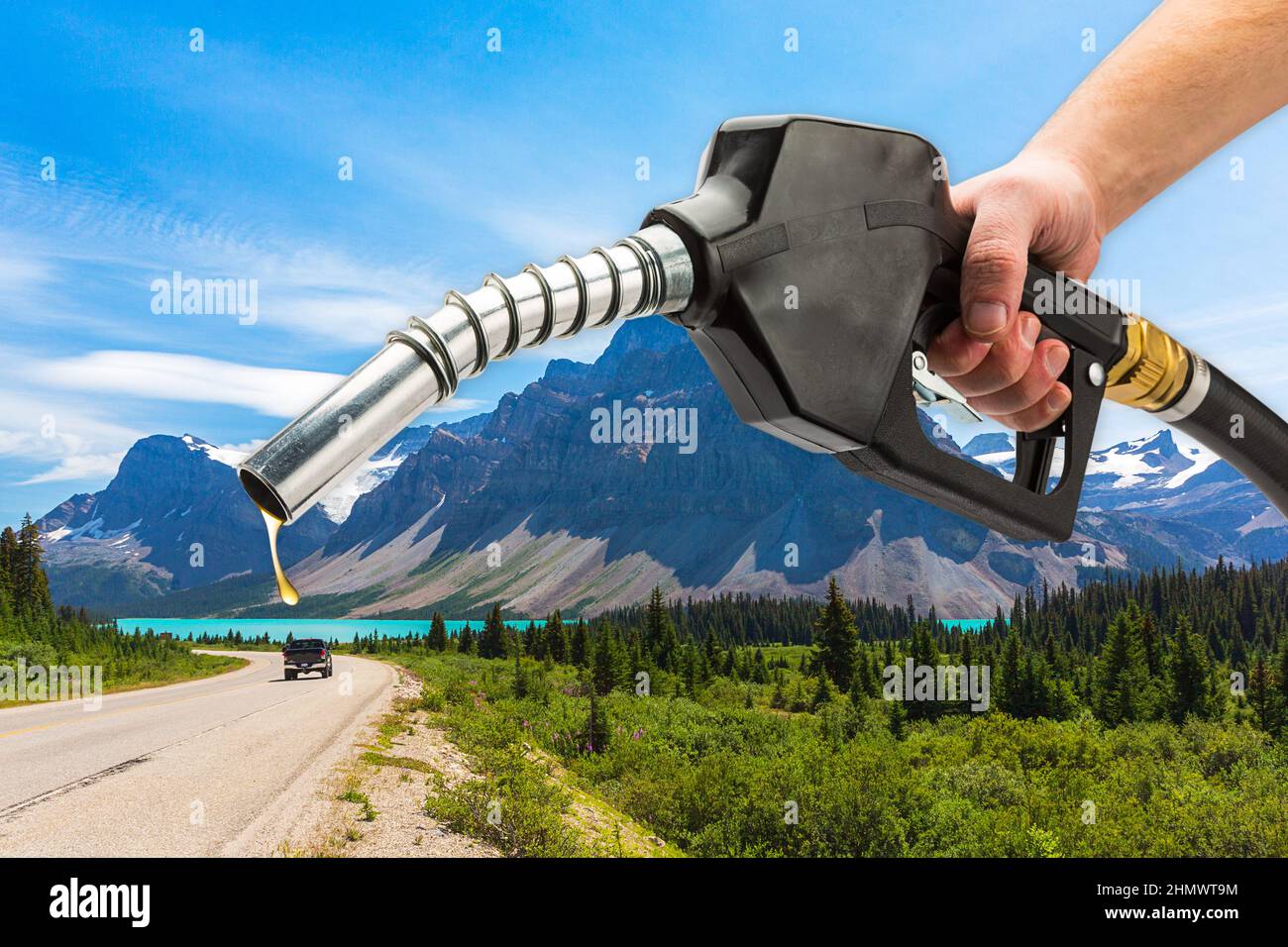 Recharge gas EcoFriendly on highway Stock Photo Alamy