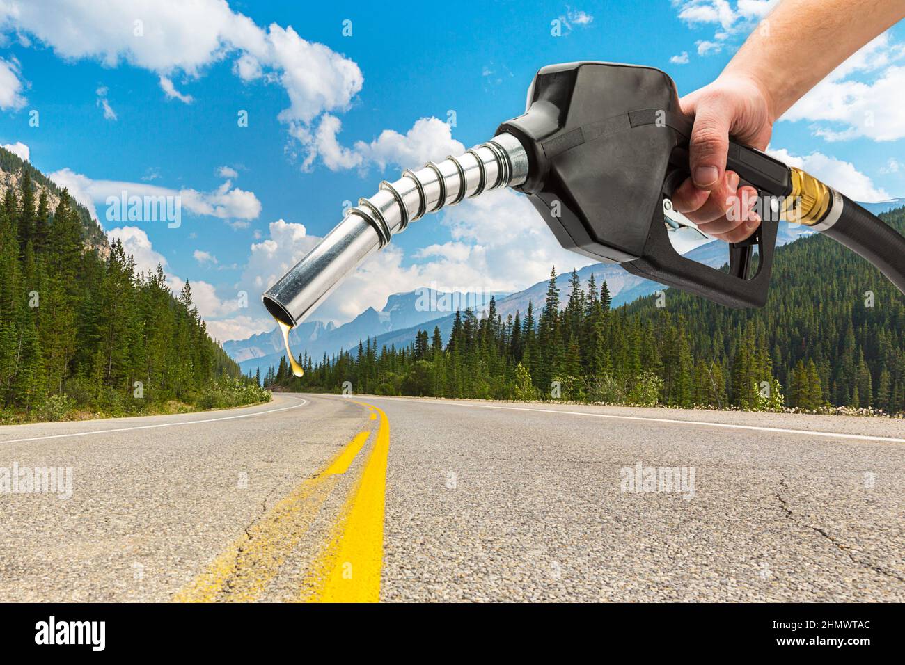 Recharge gas EcoFriendly on highway Stock Photo Alamy