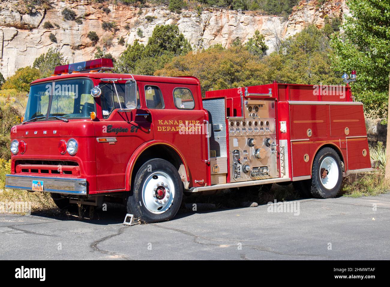 An old Fire Truck Kanab Fire Department, Utah, USA Stock Photo
