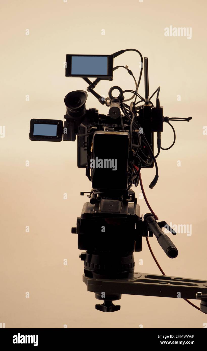 Recording video at studio. Camera records or filming for professional ...
