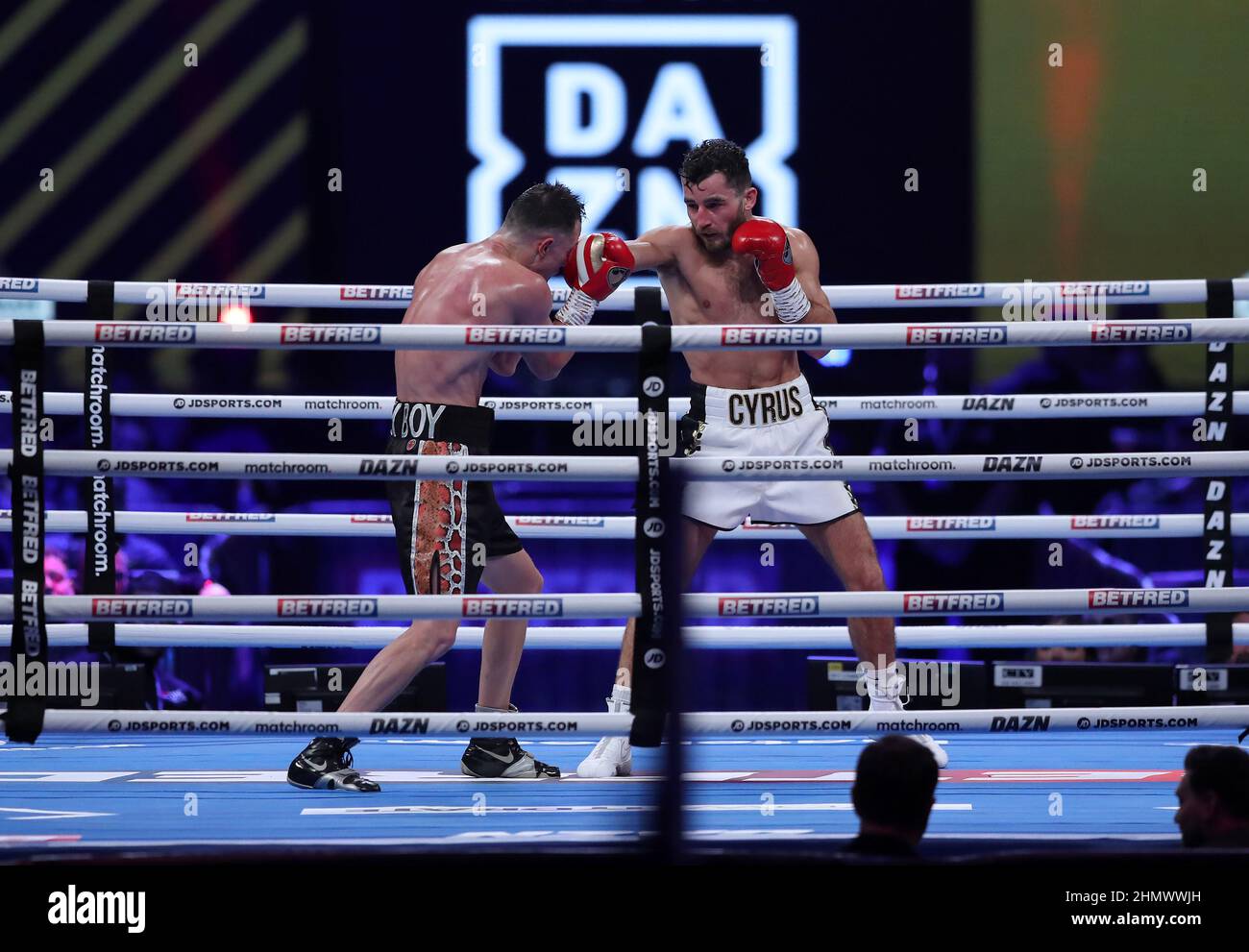 Evgenii Vazem (left) and Cyrus Pattinson in action during their  International Welterweight contest at Alexandra Palace, London. Picture  date: Saturday February 12, 2022 Stock Photo - Alamy