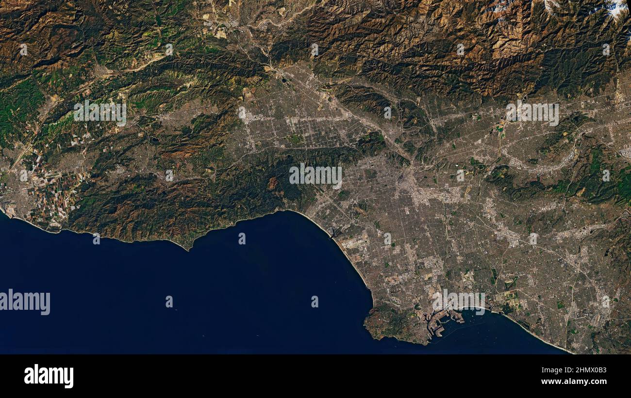 High altitude aerial of Los Angeles, CA Stock Photo
