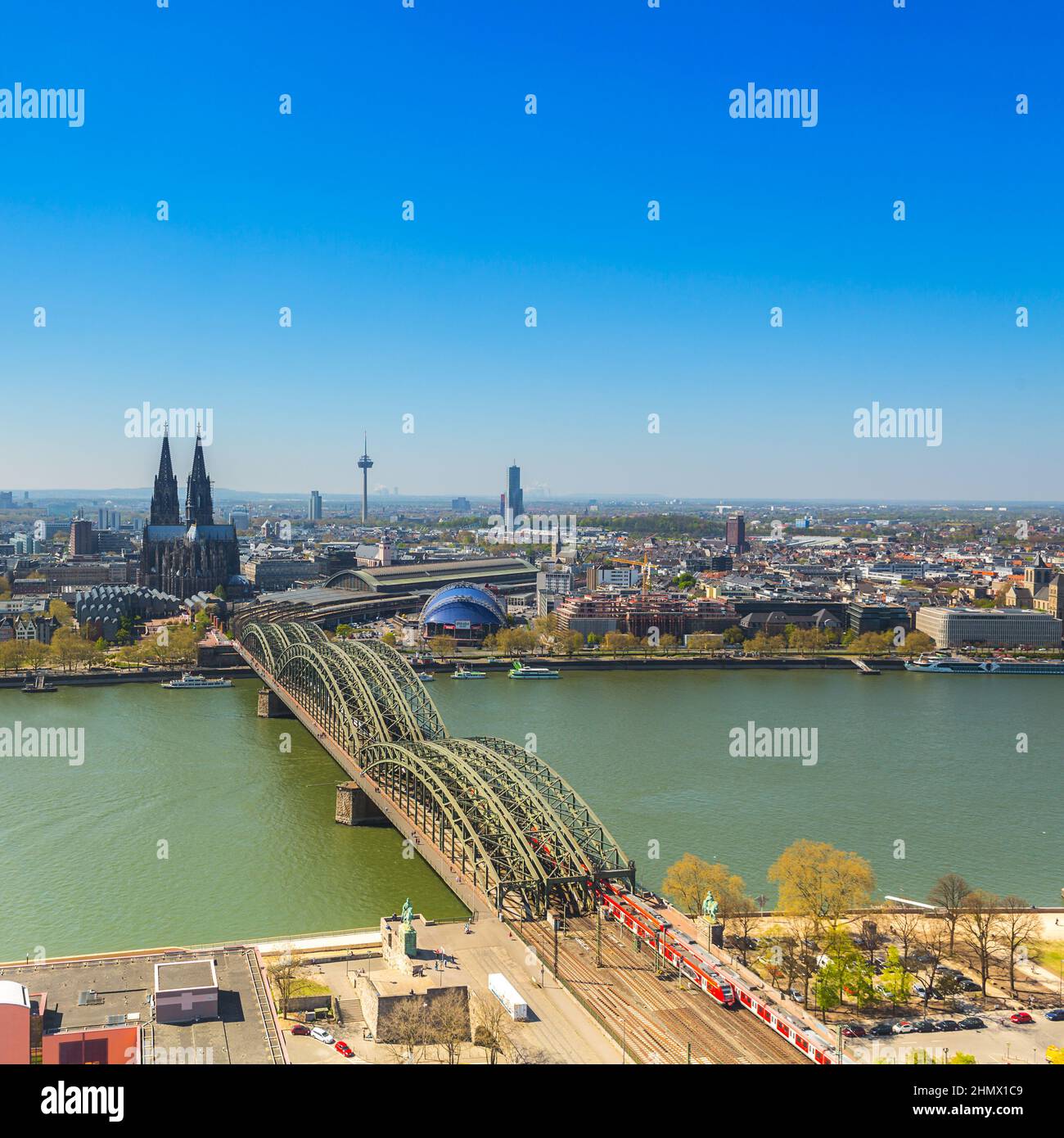 Cologne Cathedral and Hohenzollern bridge in spring Stock Photo - Alamy