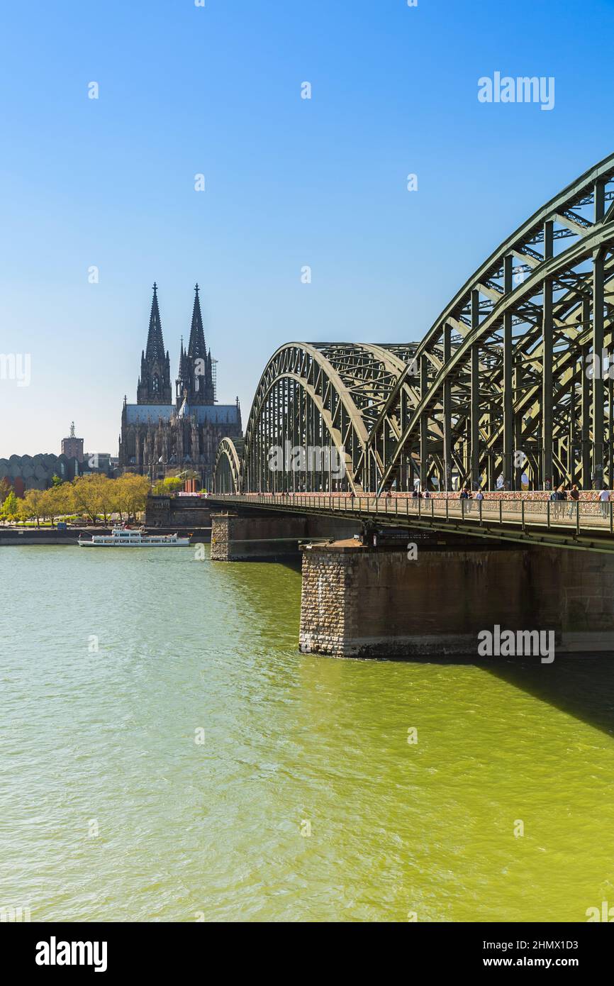 Cologne Cathedral at the rhine river in spring Stock Photo - Alamy