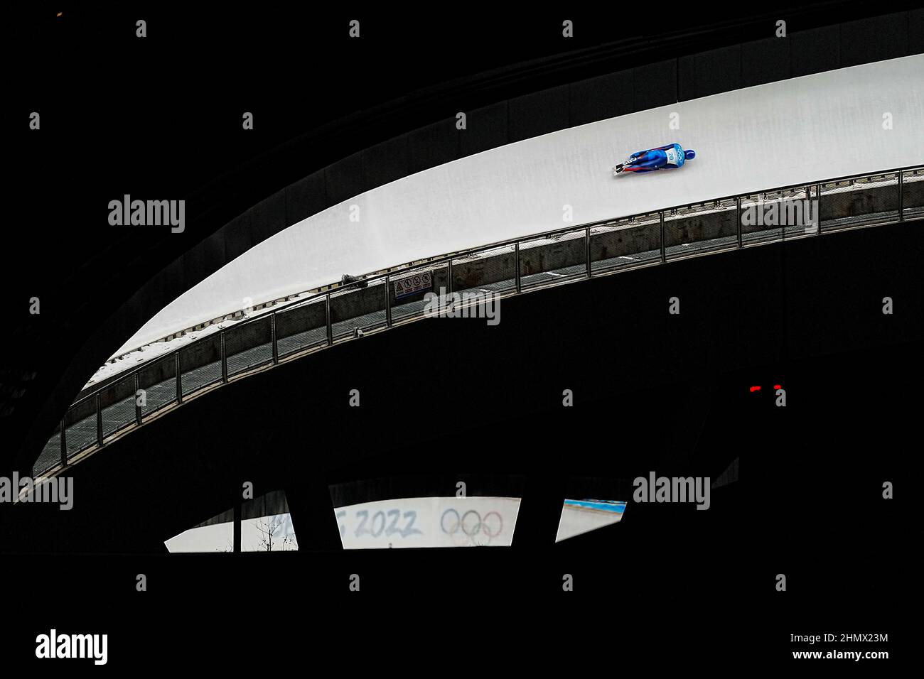 Beijing, China. 12th Feb, 2022. Brogan Crowley of Britain competes during the skeleton women heat of Beijing 2022 Winter Olympics at National Sliding Centre in Yanqing District, Beijing, capital of China, Feb. 12, 2022. Credit: Jiang Wenyao/Xinhua/Alamy Live News Stock Photo