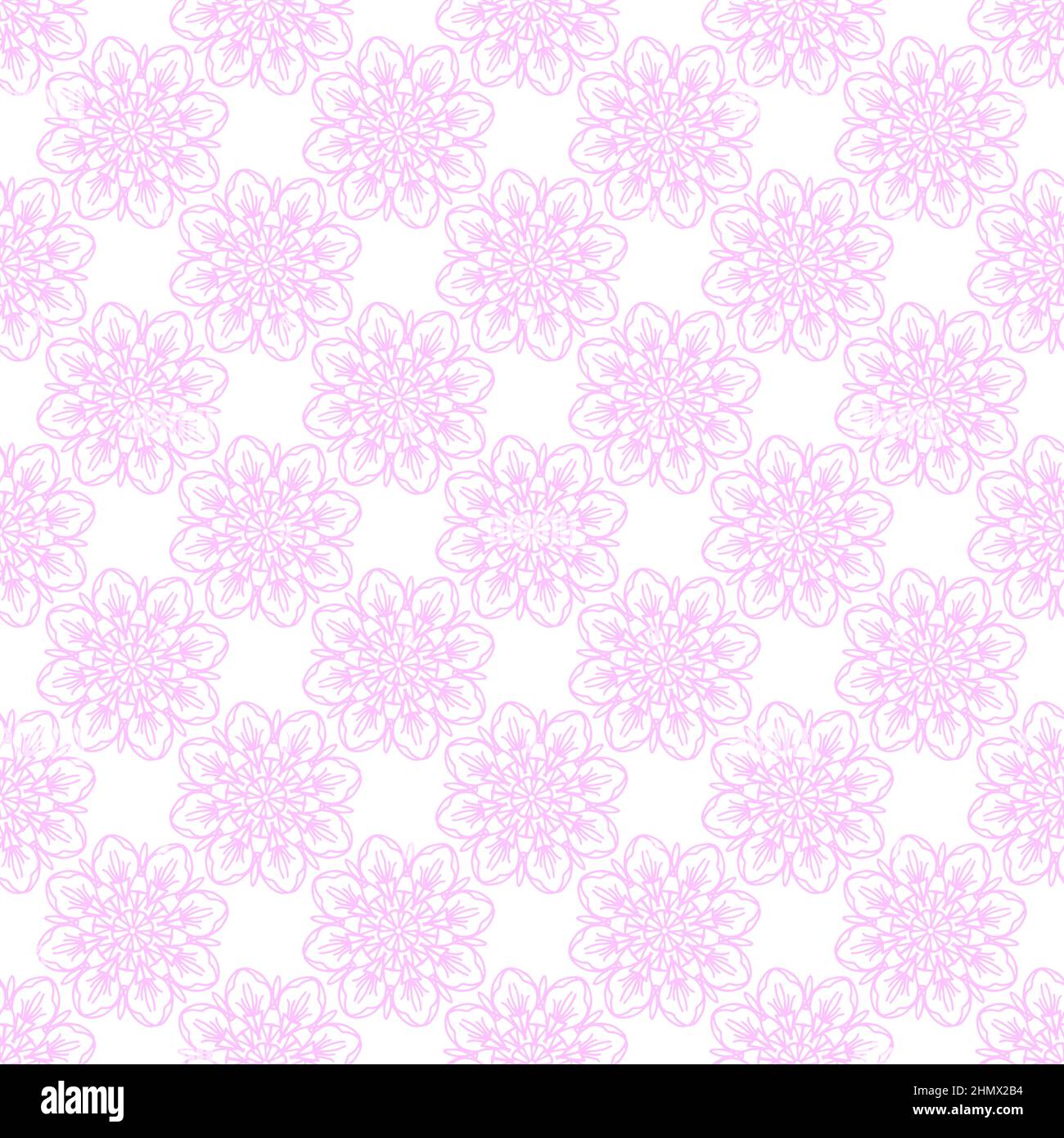 Abstract pink seamless pattern with mandala ornament Stock Vector