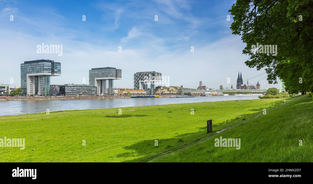 Cologne city view at the poller meadow Stock Photo