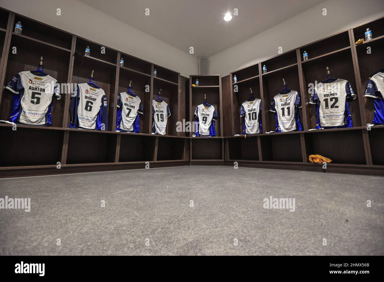 Warrington dressing room in preparation of their arrival Stock Photo