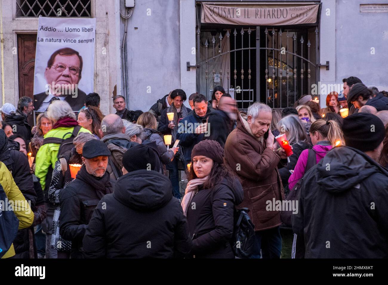 Rome, Italy. 12th Feb, 2022. Rome Pantheon Torchlight procession in memory of Luc Antoine Montagnier Credit: Independent Photo Agency/Alamy Live News Stock Photo
