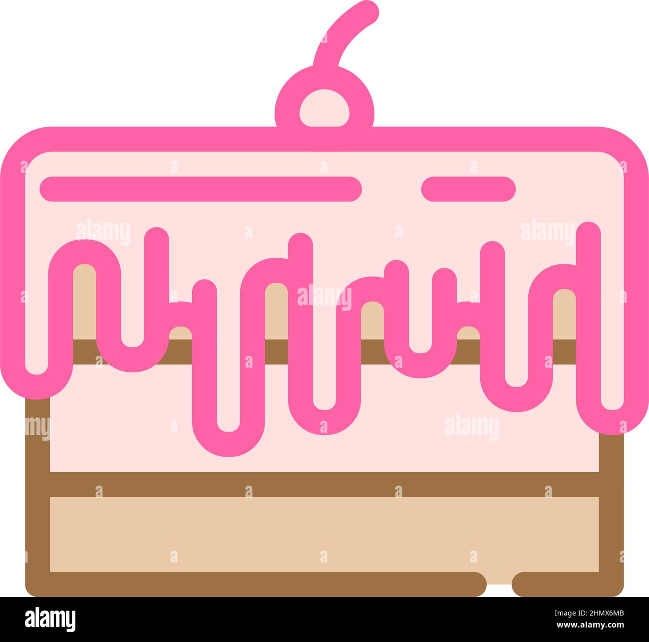 cake pie with cherry and cream color icon vector illustration Stock ...