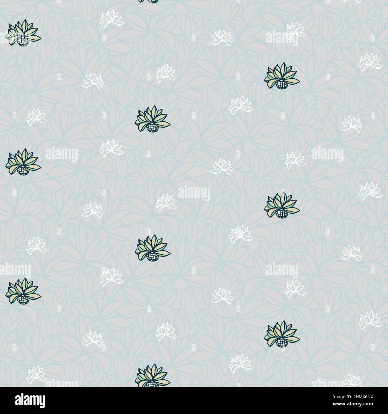 Cactus pastel color seamlees pattern, summer background Stock Vector